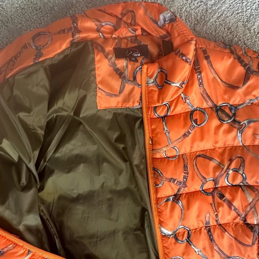 Orange Patterned Puffer Jacket - Picture 3 of 3